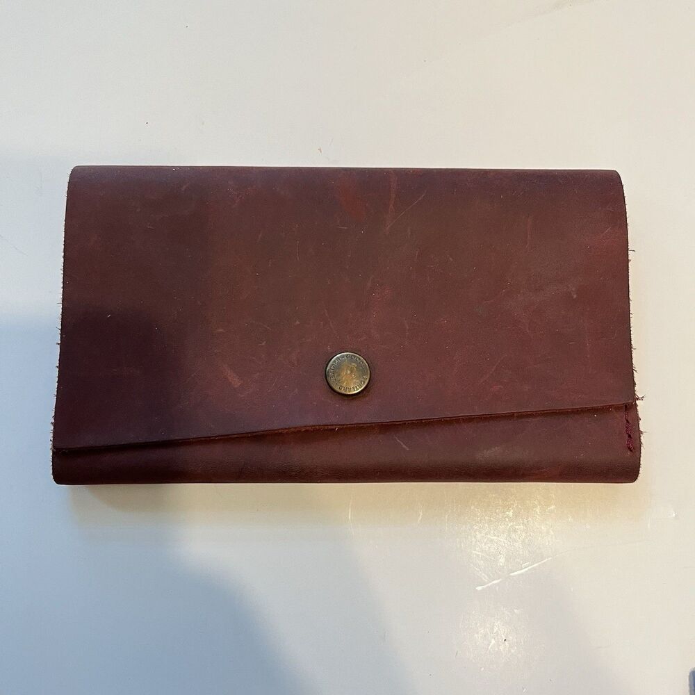 Portland Leather Goods Rancher Wallet Clutch Leather Trifold Redish Brown